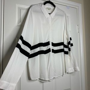 Forever 21 White Button Down Shirt w/ Black Stripe